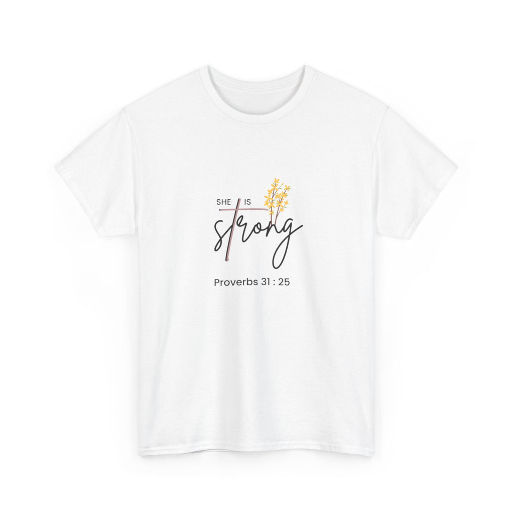 She Is Strong T‑Shirt — Proverbs 31:25 Inspirational Christian Tee