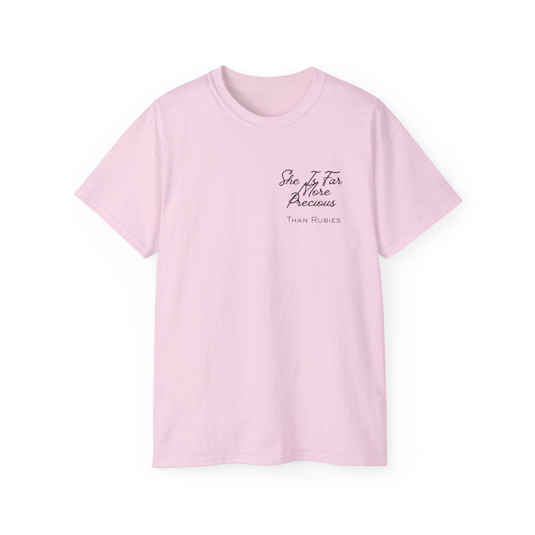 Proverbs 31:10 ‘She Is Far More Precious Than Rubies’ Cotton Tee