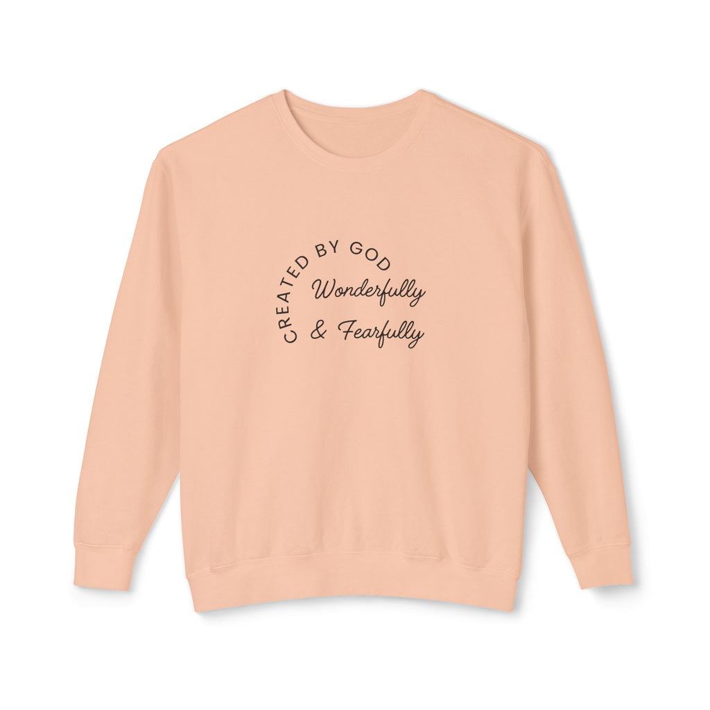 Crewneck Sweatshirt — "Created by God, Wonderfully & Fearfully" (Psalm 139:14)