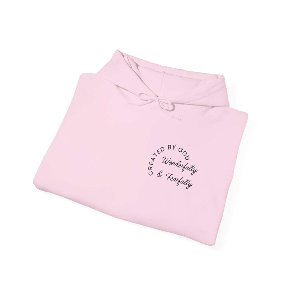 Created By God Hoodie — "Wonderfully & Fearfully" Psalm 139:14 Christian Sweatshirt