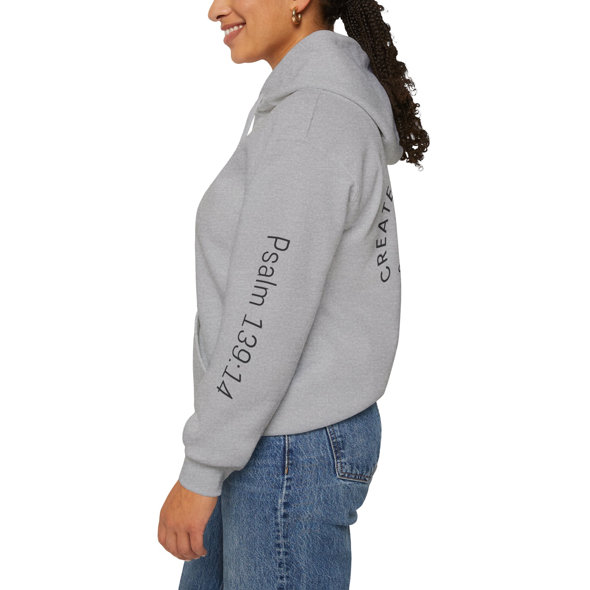 Created By God Hoodie — "Wonderfully & Fearfully" Psalm 139:14 Christian Sweatshirt