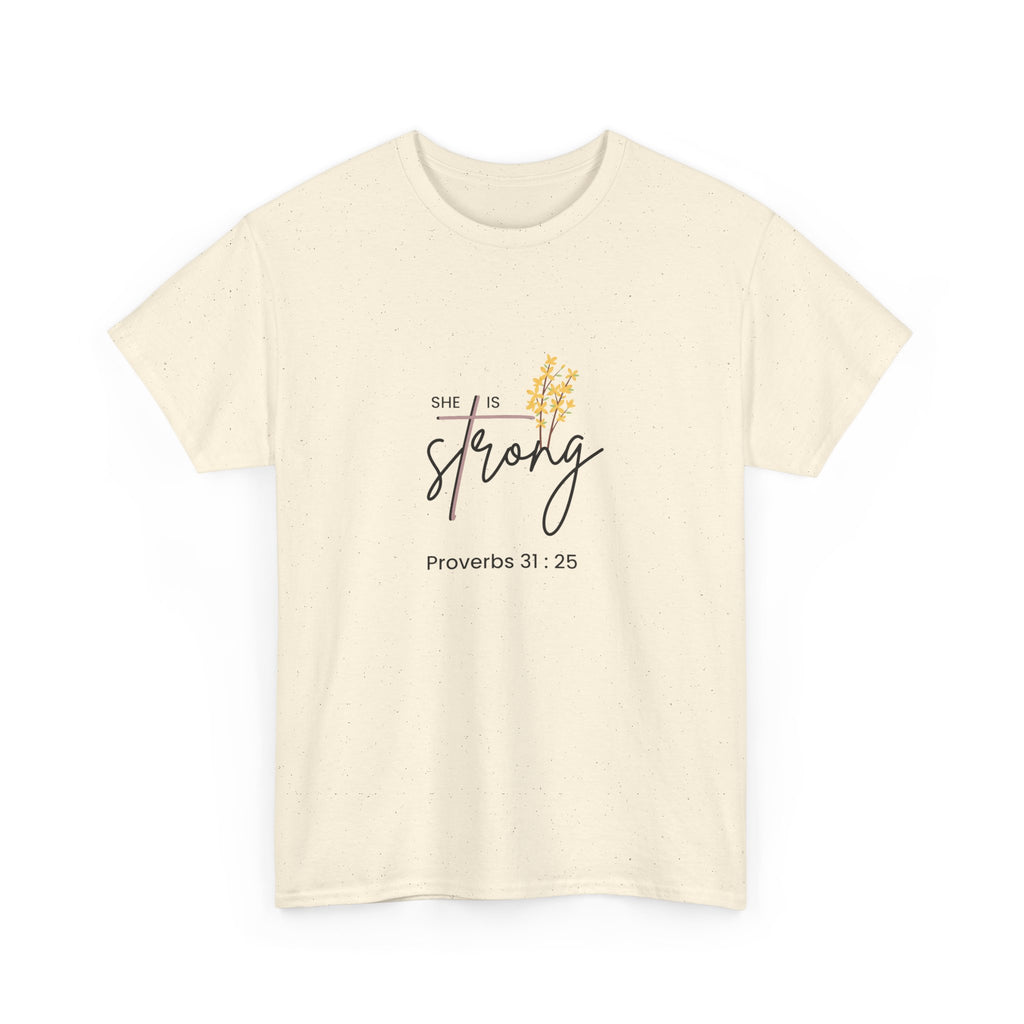 She Is Strong T‑Shirt — Proverbs 31:25 Inspirational Christian Tee