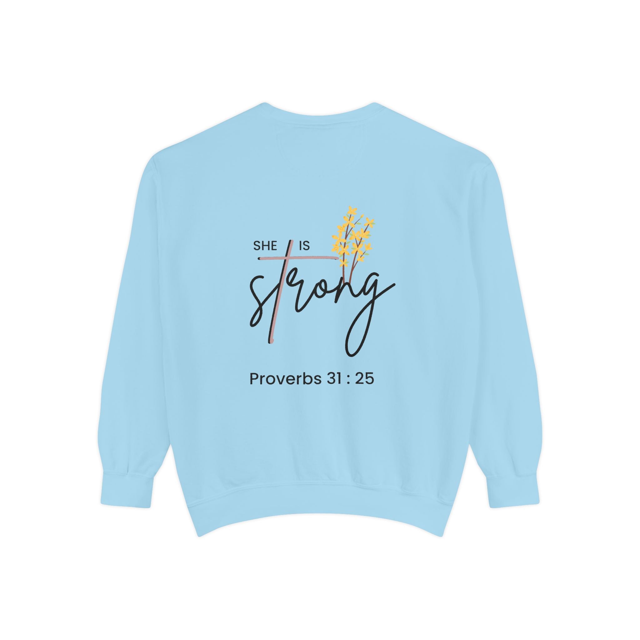 Sweatshirt — "Strong & Free" Christian Proverbs 31:25 Floral Crewneck