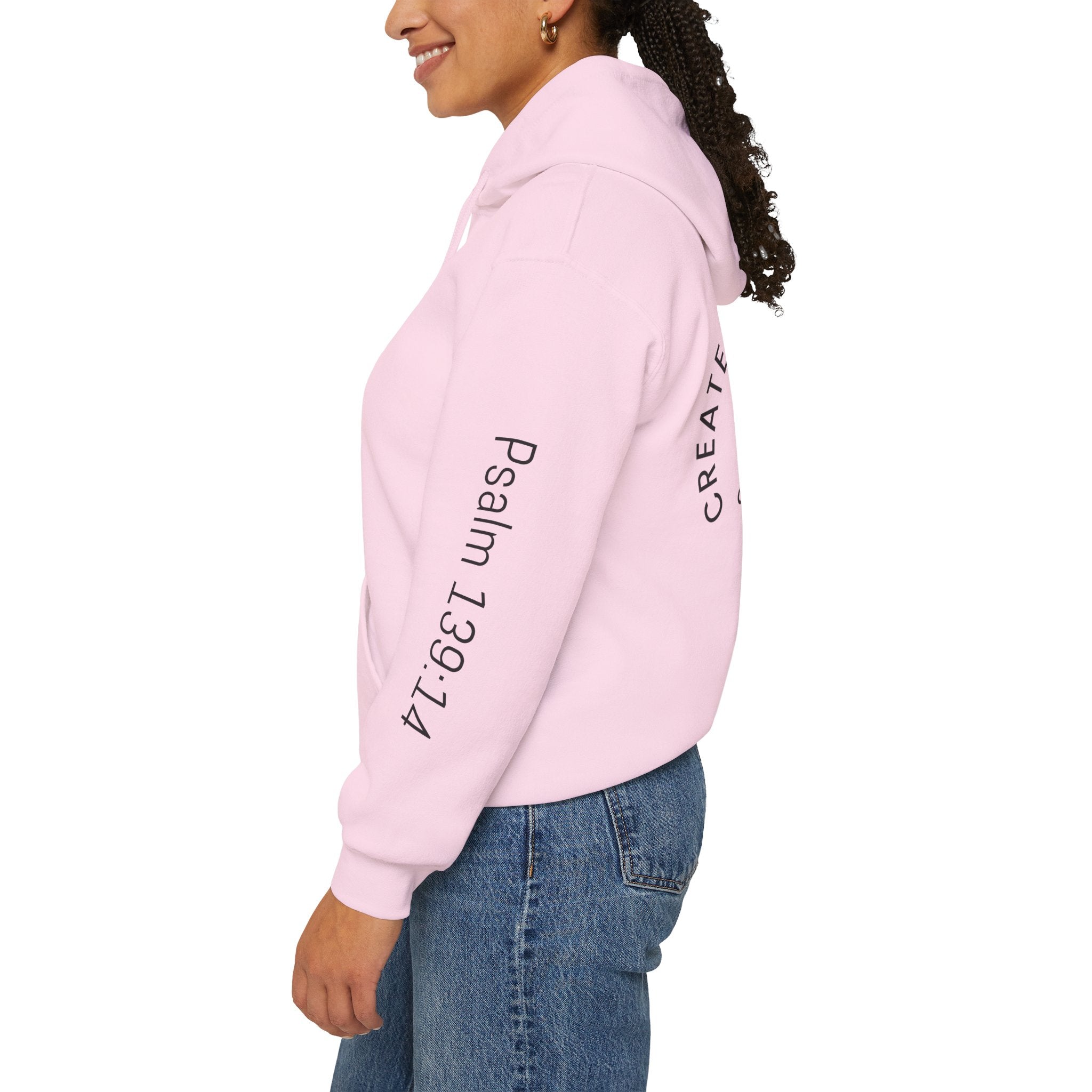 Created By God Hoodie — "Wonderfully & Fearfully" Psalm 139:14 Christian Sweatshirt