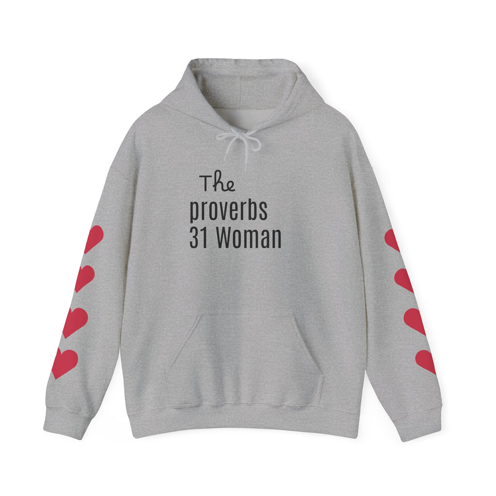 Proverbs 31 Woman Hoodie — Heart Elbow Patch Christian Sweatshirt
