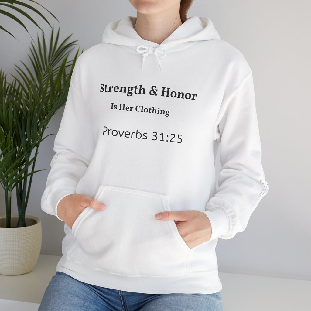Strength & Honor Proverbs 31:25 Christian Hoodie – Women’s Faith Sweatshirt
