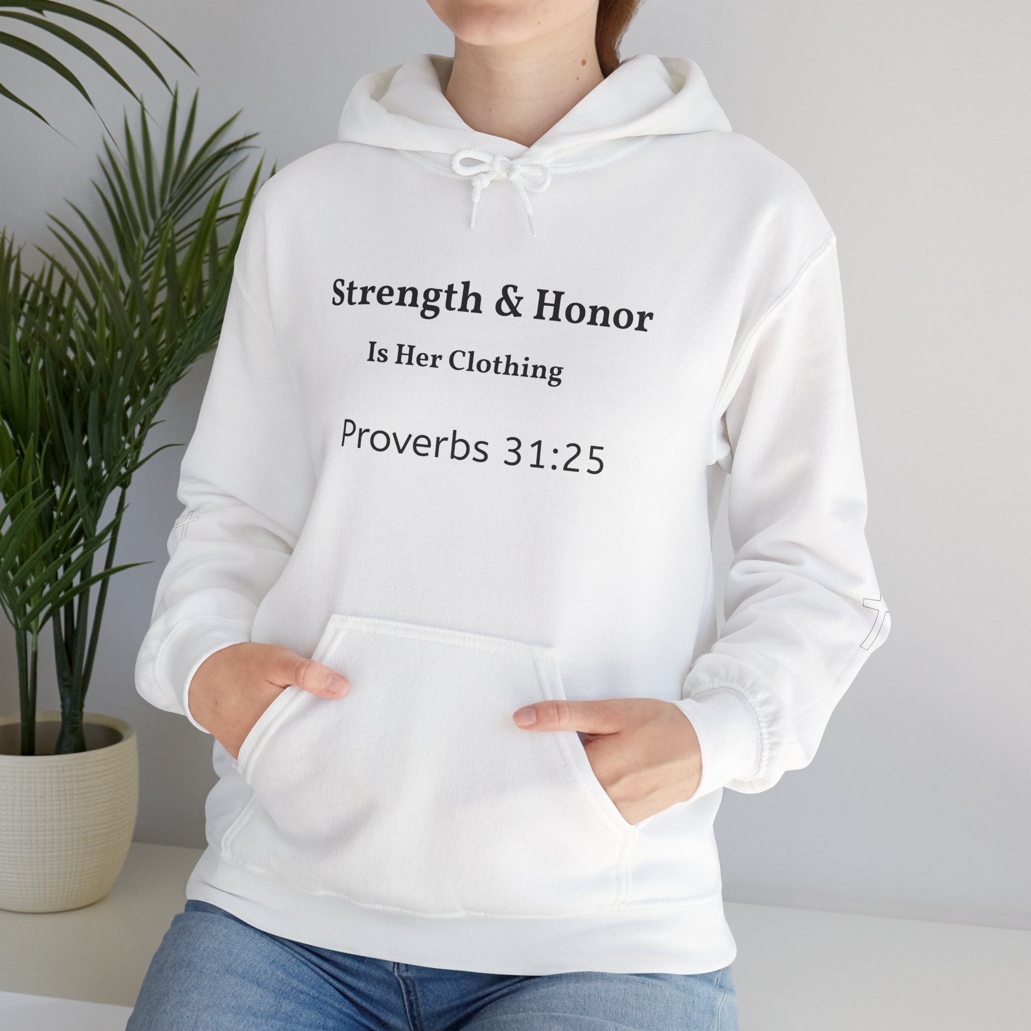 Strength & Honor Proverbs 31:25 Christian Hoodie – Women’s Faith Sweatshirt