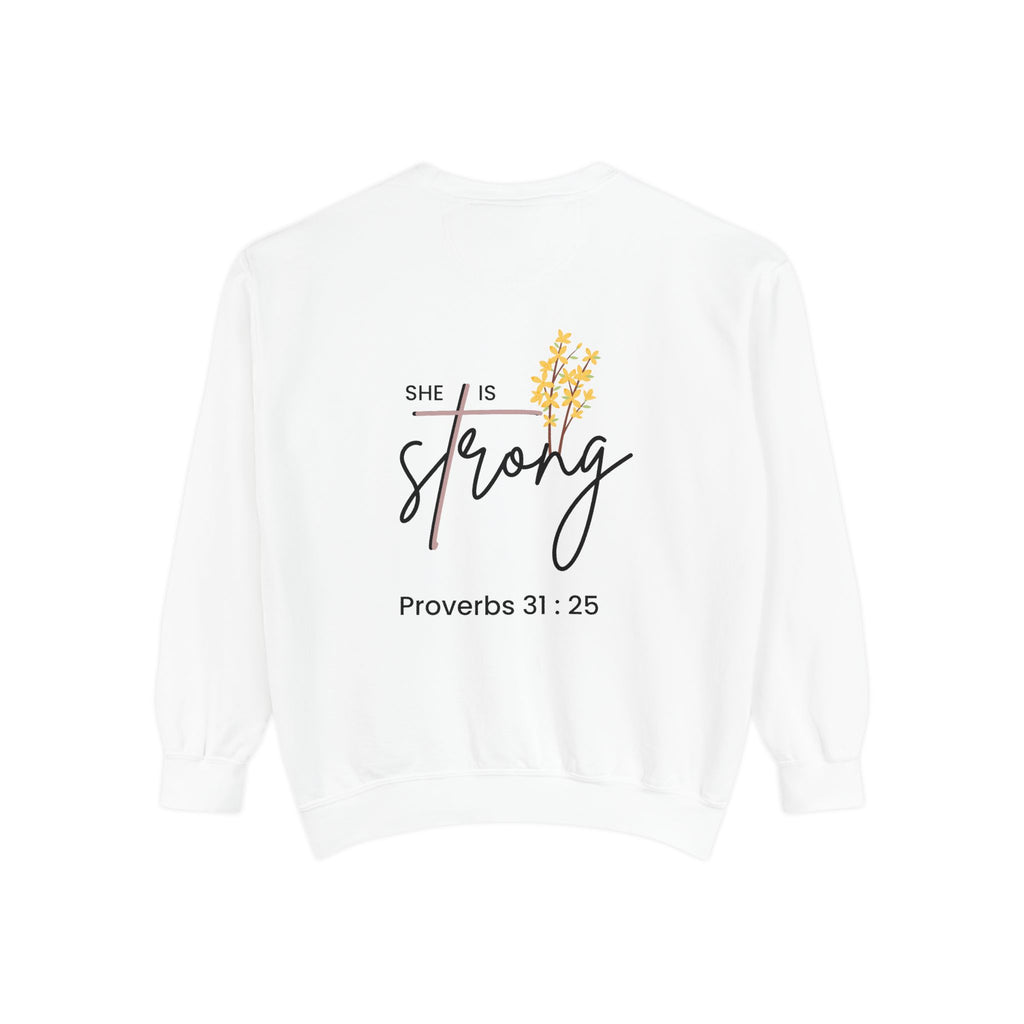 Sweatshirt — "Strong & Free" Christian Proverbs 31:25 Floral Crewneck
