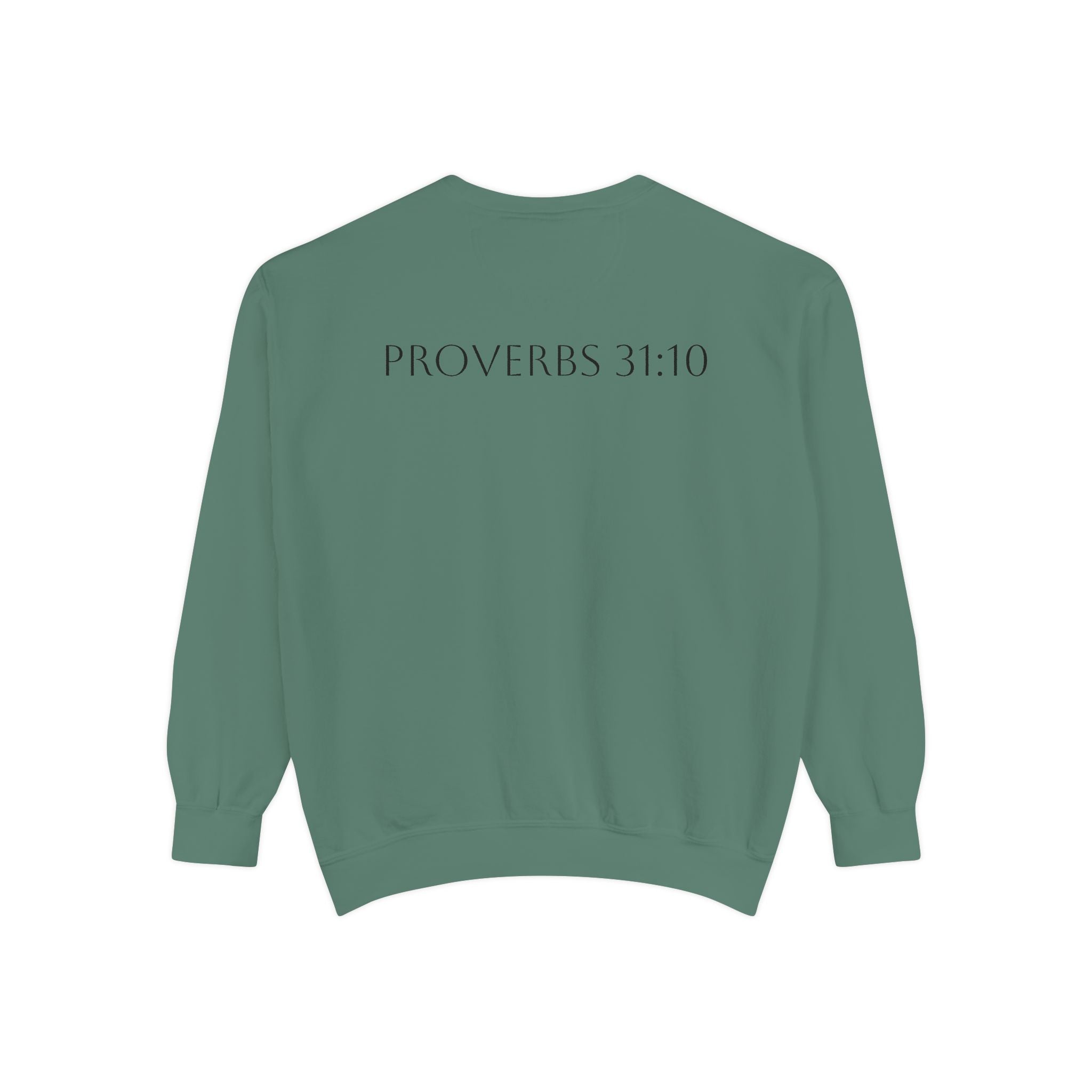 Proverbs 31:10 Sweatshirt — "She Is Far More Precious Than Rubies" Christian Crewneck