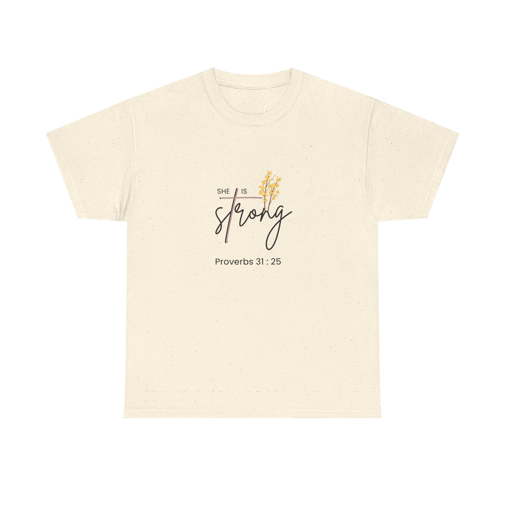She Is Strong T‑Shirt — Proverbs 31:25 Inspirational Christian Tee