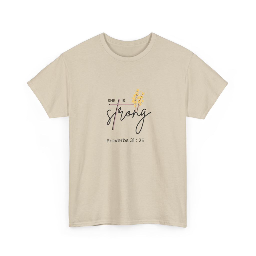 She Is Strong T‑Shirt — Proverbs 31:25 Inspirational Christian Tee