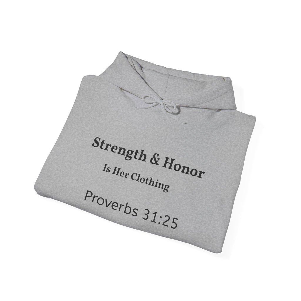 Strength & Honor Proverbs 31:25 Christian Hoodie – Women’s Faith Sweatshirt