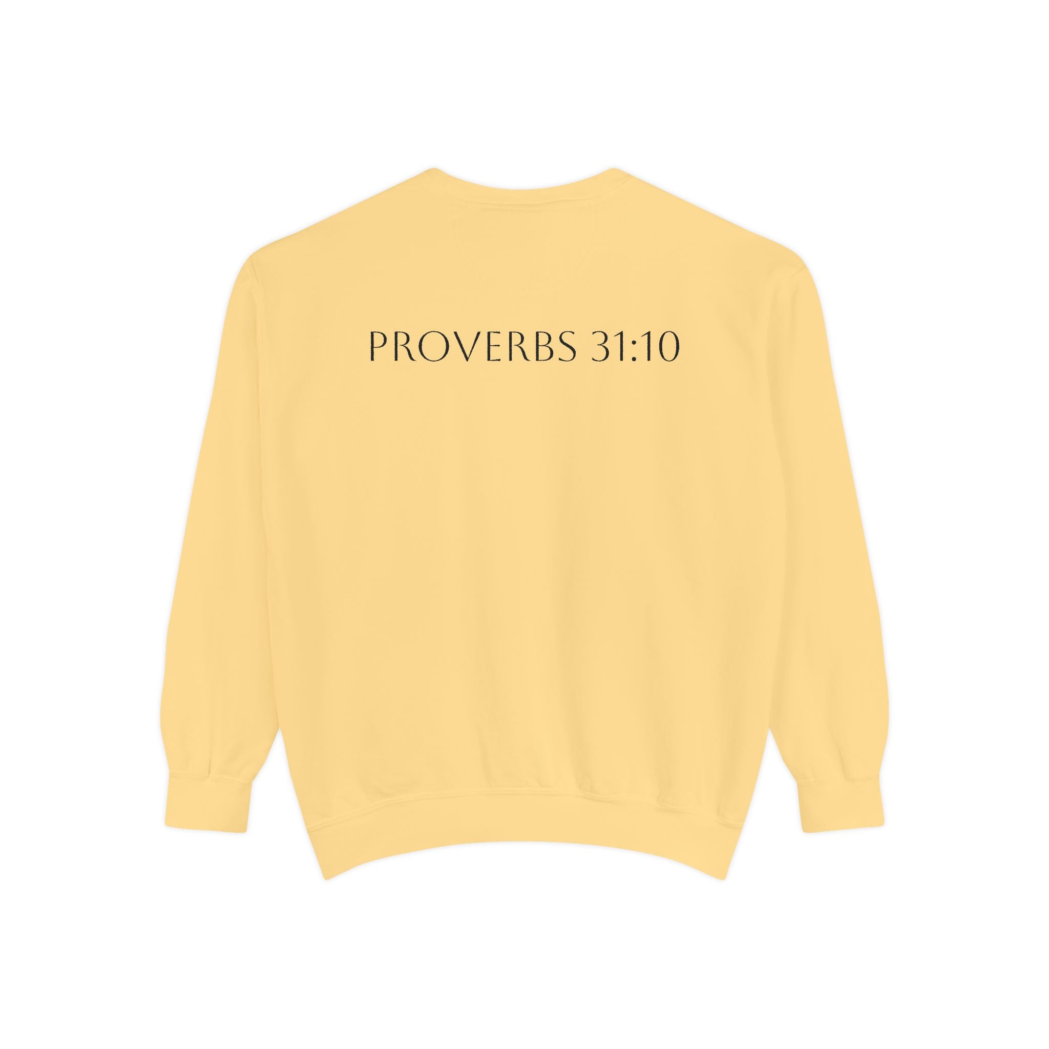 Proverbs 31:10 Sweatshirt — "She Is Far More Precious Than Rubies" Christian Crewneck