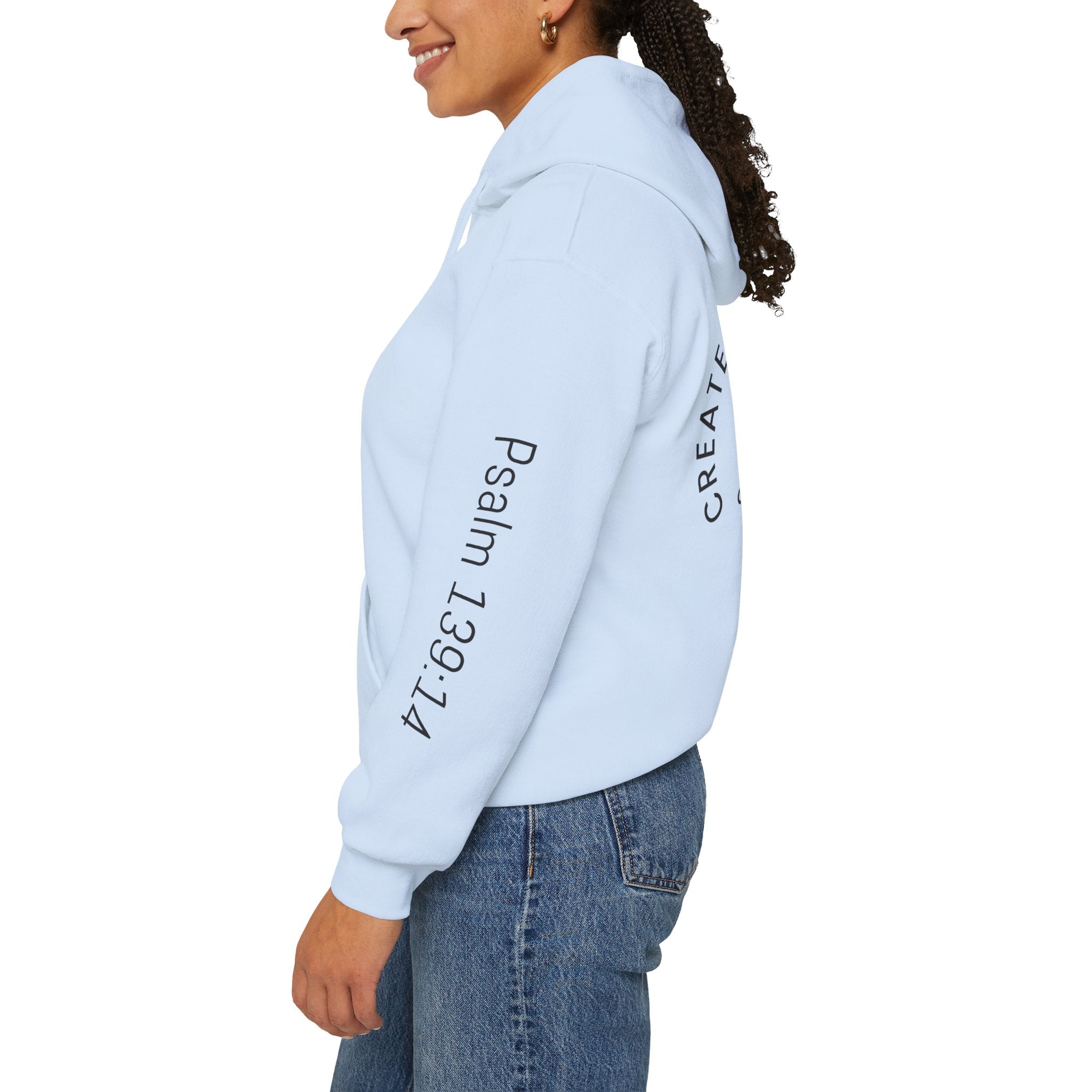 Created By God Hoodie — "Wonderfully & Fearfully" Psalm 139:14 Christian Sweatshirt