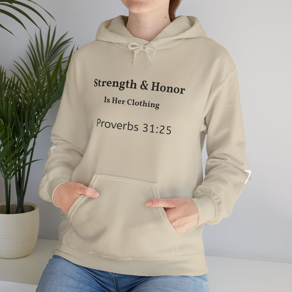 Strength & Honor Proverbs 31:25 Christian Hoodie – Women’s Faith Sweatshirt