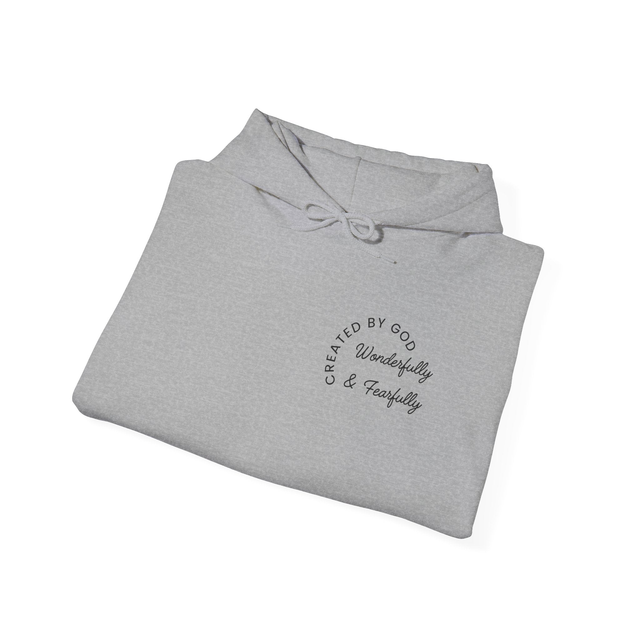 Created By God Hoodie — "Wonderfully & Fearfully" Psalm 139:14 Christian Sweatshirt