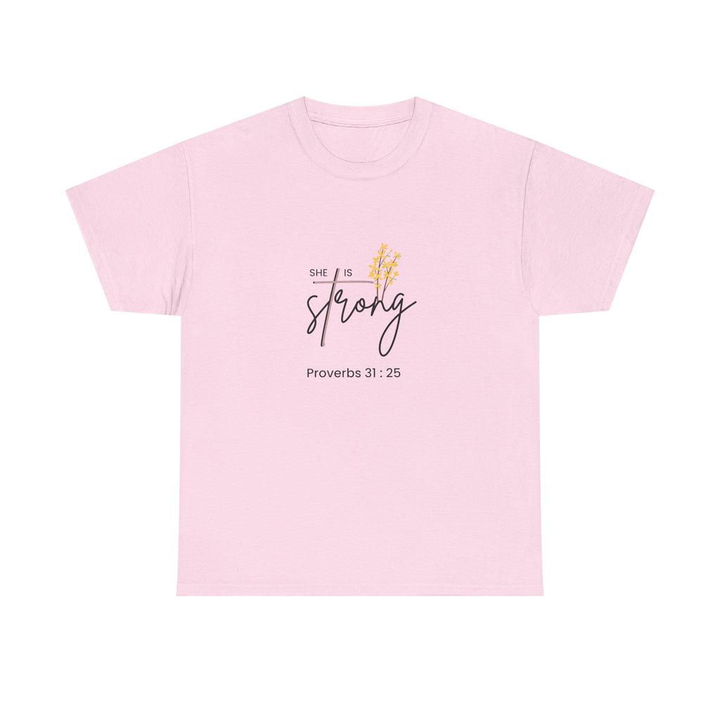 She Is Strong T‑Shirt — Proverbs 31:25 Inspirational Christian Tee