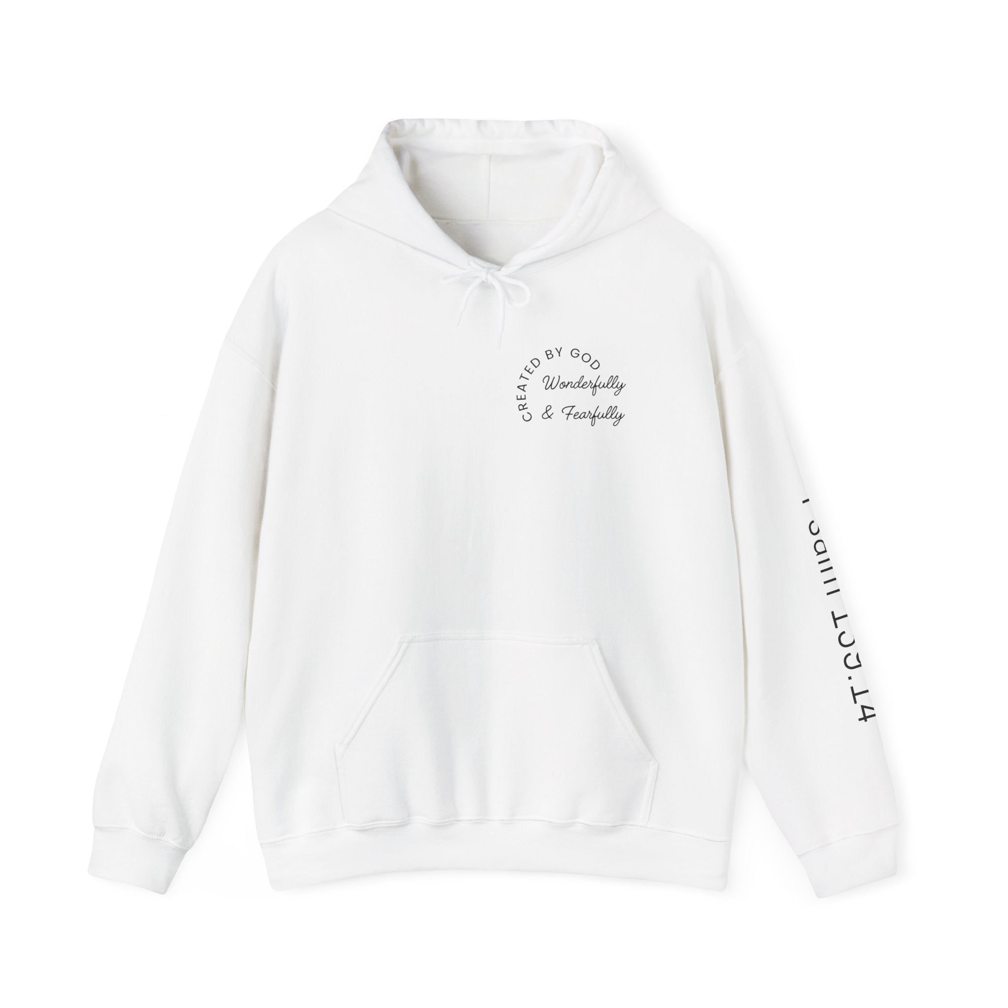 Created By God Hoodie — "Wonderfully & Fearfully" Psalm 139:14 Christian Sweatshirt