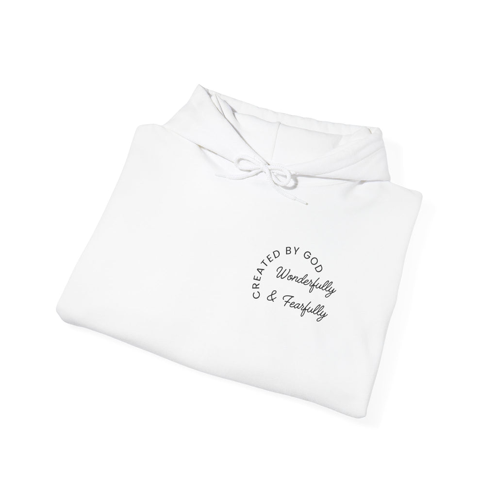 Created By God Hoodie — "Wonderfully & Fearfully" Psalm 139:14 Christian Sweatshirt